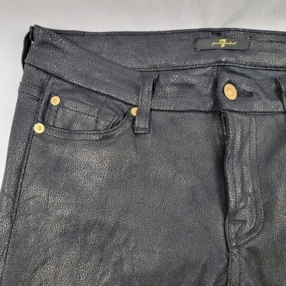 Seven for all Mankind pebbled/ reptile print  faux leather 5 pocket skinny pant - Picture 4 of 7